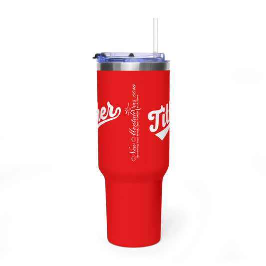 TITHER Baseball Script Tumbler 40oz – Faith-Based Giving Drinkware – Tithing Lifestyle Cup – Church Gift