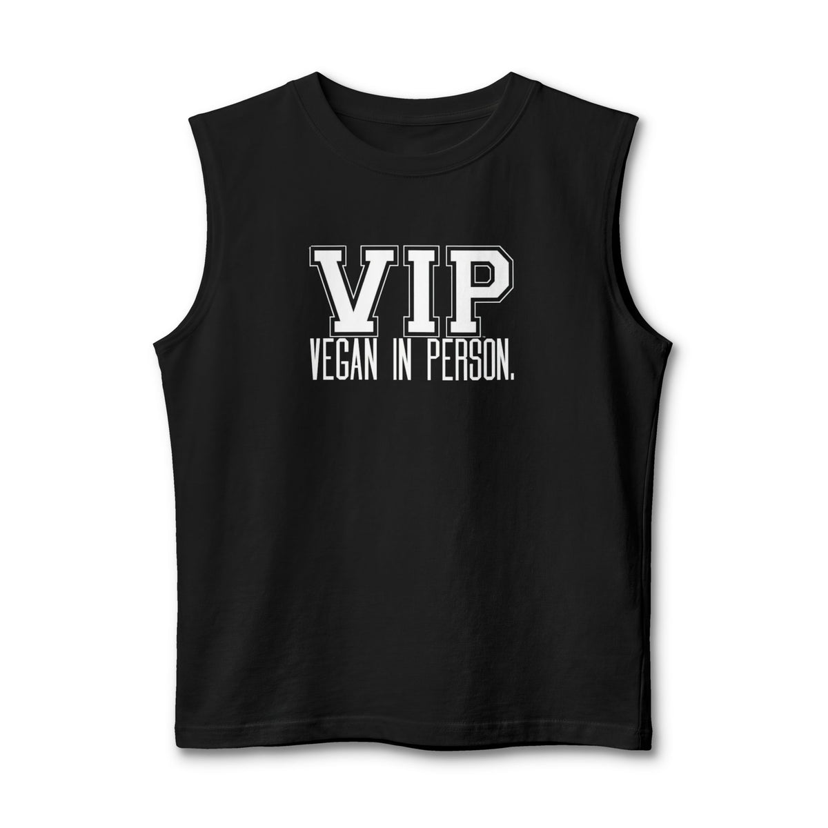 VIP Vegan Men’s Tank Top – Vegan In Person Statement Tank for Men | Plant-Based Lifestyle Muscle Tank | Healthy Living Workout & Summer Tank Top
