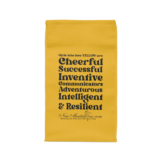 Yellow Girl 4 Life Lunch Bag – Double-Sided Inspirational Yellow Girl Lunch Tote | Insulated Lunch Bag | Girl Power Lunch Box