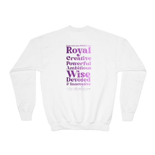Purple Girl 4 Life Sweatshirt - Cute Youth White Graphic Sweatshirt, Inspirational Sweatshirt, Positive Affirmation Sweatshirt, Purple Fashion