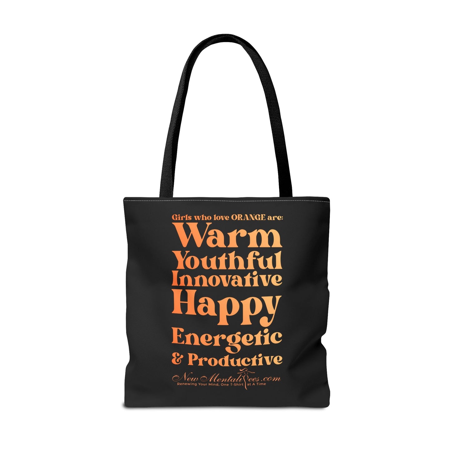Orange Girl 4 Life Tote Bag - Cute Black Bag for Women and Girls, Double Sided Inspirational Tote