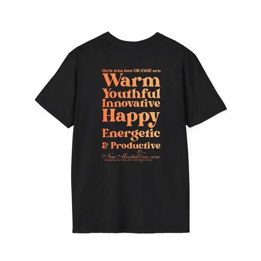 Orange Girl 4 Life T-Shirt - Cute Ladies Black Graphic Tee, Positive Affirmation Shirt, Inspirational Unisex T-Shirt, Orange Fashion Tee