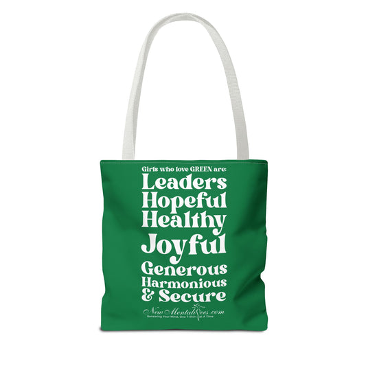 Green Girl 4 Life Tote Bag - Cute Green Bag for Women and Girls, Double Sided Inspirational Tote