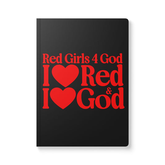 Red Girls 4 God Black Contrast Softcover Journal – Double-Sided Inspirational Faith Journal | 100 or 200 Pages | Notebook for Girls & Women Who Love God