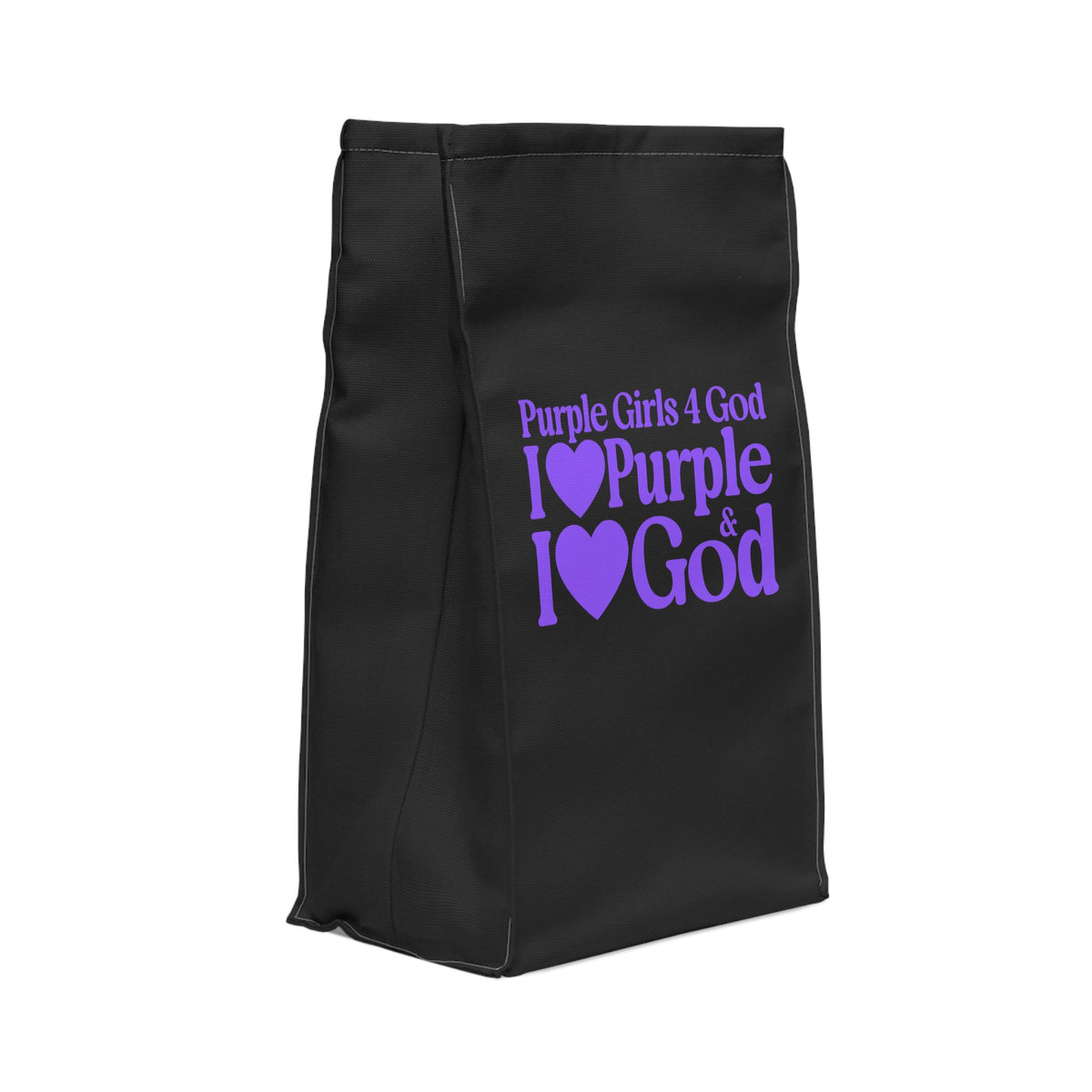 Purple Girls 4 God Black Contrast Lunch Tote – Double-Sided Inspirational Faith Lunch Bag | Insulated Lunch Bag | Gift for Girls & Women