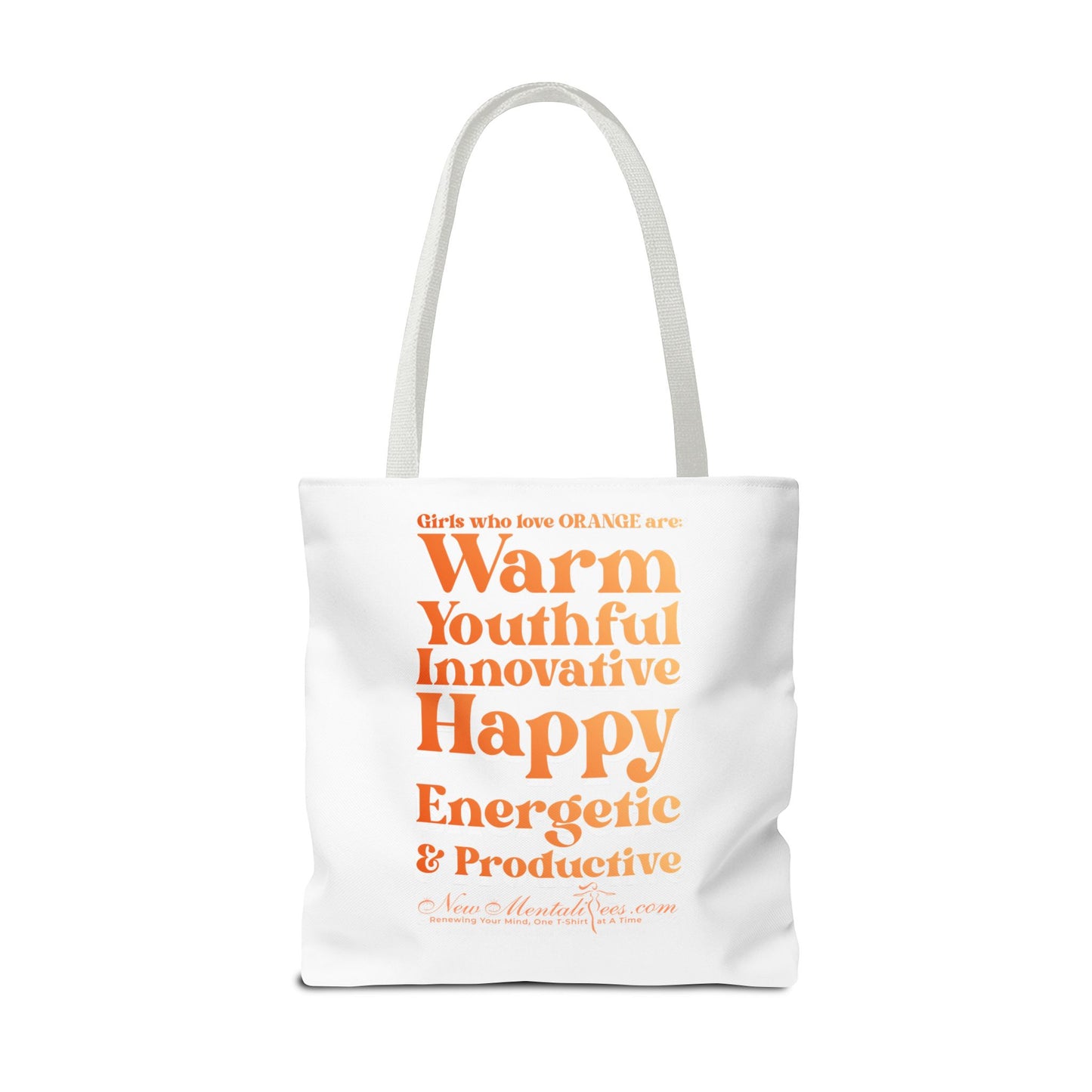 Orange Girl 4 Life Tote Bag - Cute White Bag for Women and Girls, Double Sided Inspirational Tote