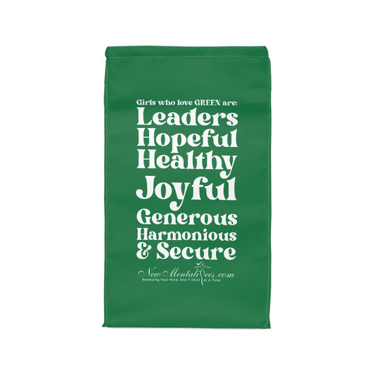 Green Girl 4 Life Lunch Bag – Double-Sided Inspirational Green Girl Lunch Tote | Insulated Lunch Bag | Girl Power Lunch Box