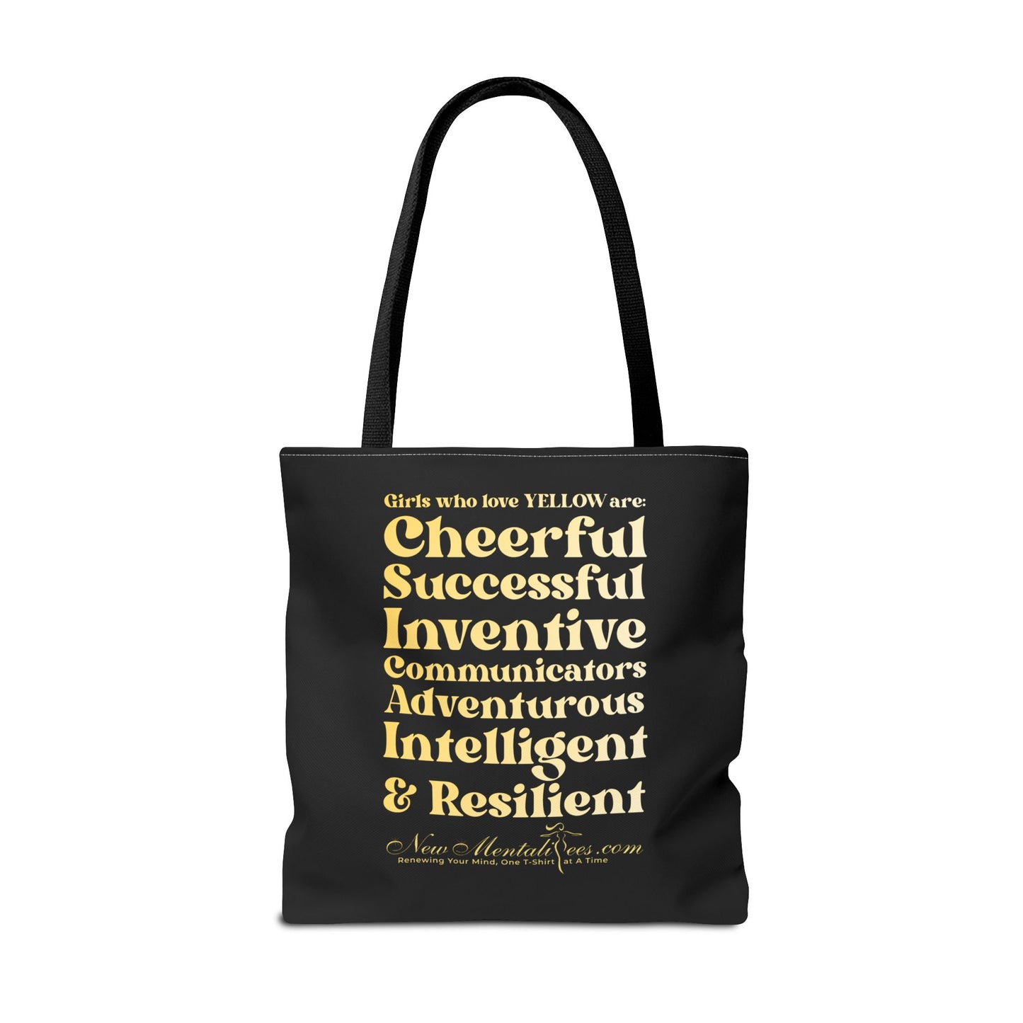 Yellow Girl 4 Life Tote Bag - Cute Black Bag for Women and Girls, Double Sided Inspirational Tote