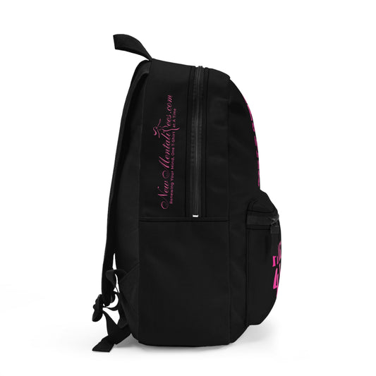 Pink Girl 4 Life Black Contrast Backpack – Inspirational Girls School Backpack | Girl Power Bookbag | Lightweight Travel & School Bag