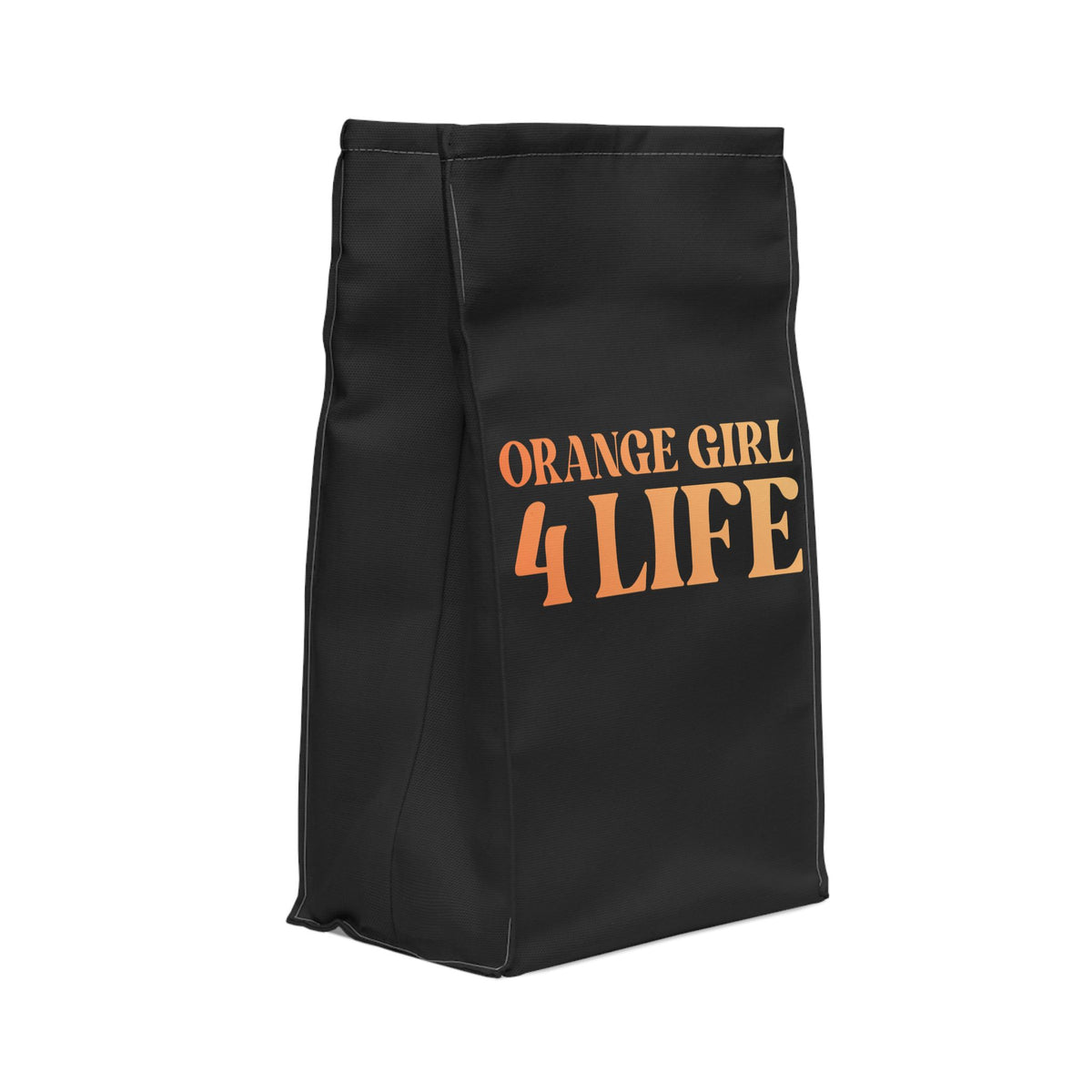 Orange Girl 4 Life Black Contrast Lunch Bag – Double-Sided Inspirational Orange Girl Lunch Tote | Insulated Lunch Bag | Girl Power Lunch Box