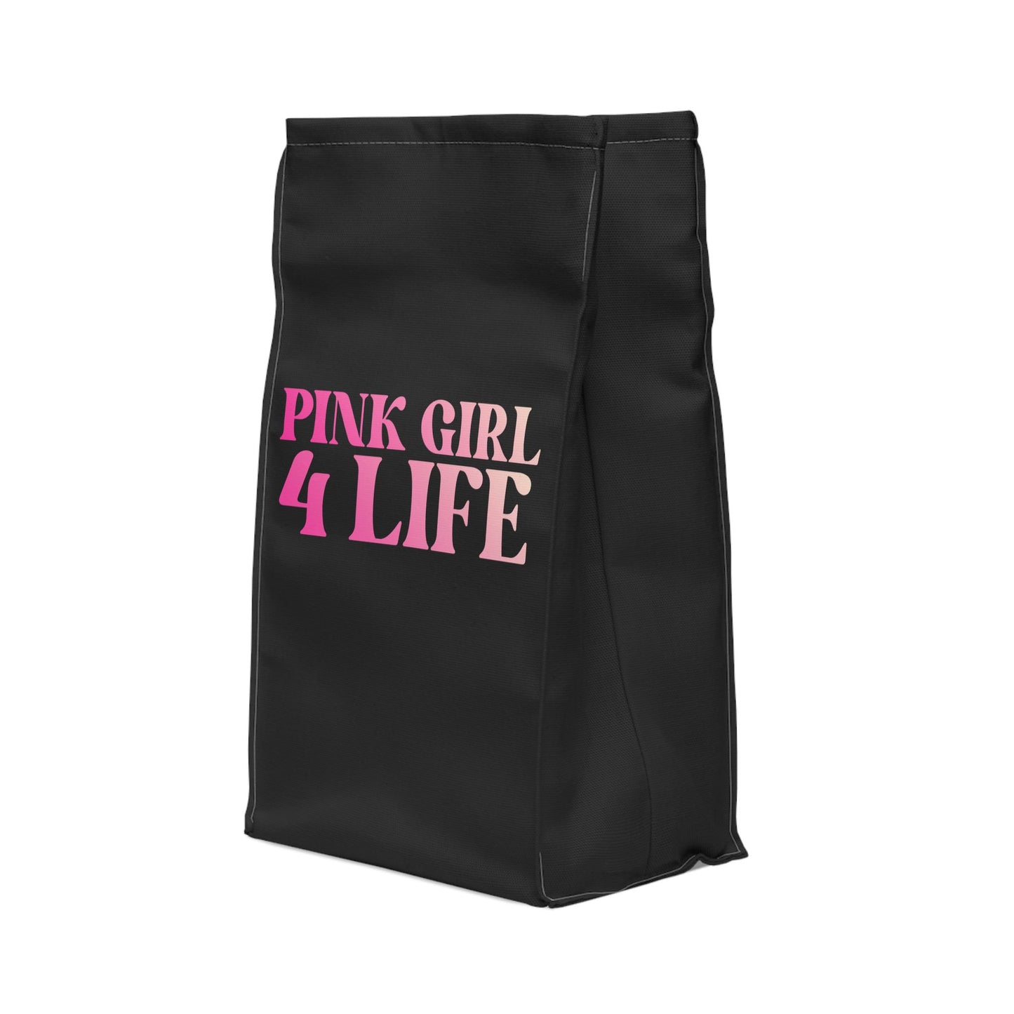 Pink Girl 4 Life Black Contrast Lunch Bag – Double-Sided Inspirational Pink Girl Lunch Tote | Insulated Lunch Bag | Girl Power Lunch Box