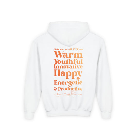 Orange Girl 4 Life Hoodie - Cute Youth White Graphic Hoodie, Positive Affirmation Hoodie, Inspirational Hoodie, Orange Fashion