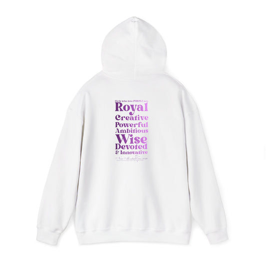Purple Girl 4 Life Hoodie - Cute Ladies White Graphic Hoodie, Inspirational Hoodie, Positive Affirmation Unisex Hoodie, Purple Fashion