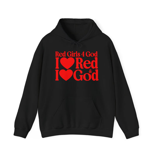 Red Girls 4 God Adult Hoodie | Black Contrast