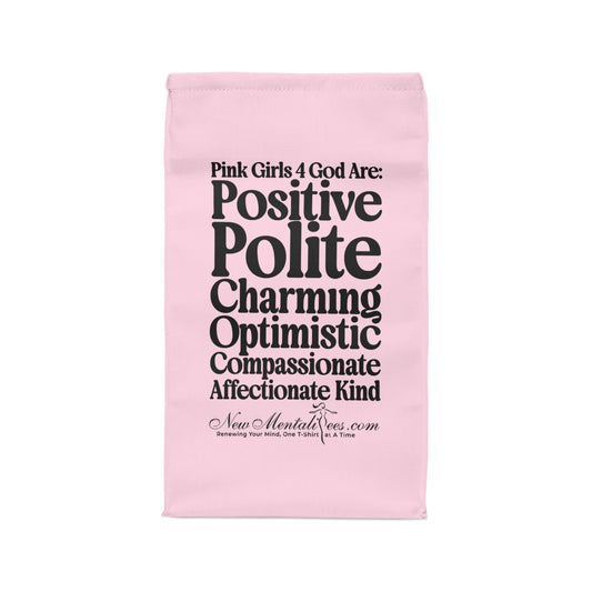💗 Pink Girls 4 God Lunch Tote – Double-Sided Inspirational Pink Girls Faith Lunch Bag | Insulated Lunch Bag