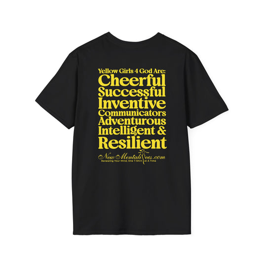 Yellow Girls 4 God Adult T-shirt | Black Contrast