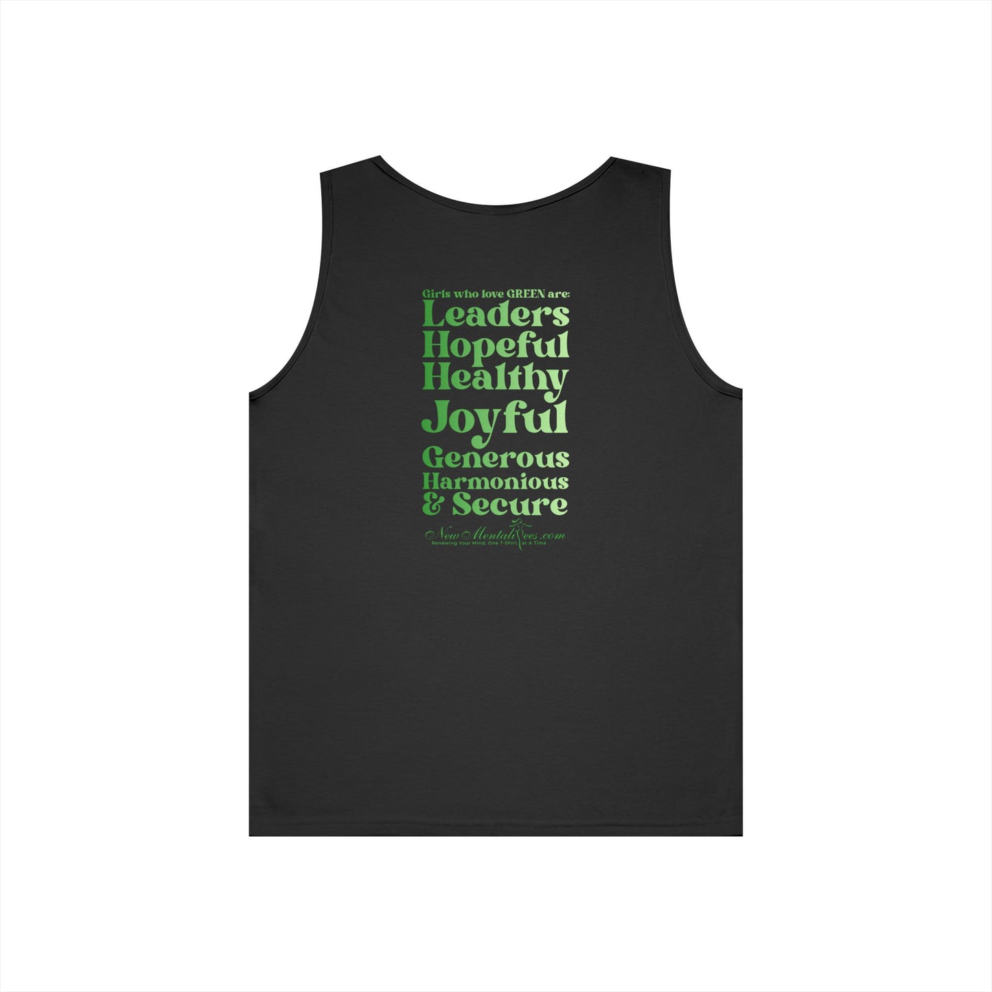 Green Girl 4 Life Ladies Sleeveless Black Tank Top | Double-Sided Graphic Tank | Inspirational Tank for Women (Unisex)