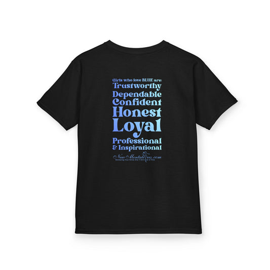 Blue Girl 4 Life T-Shirt - Cute Youth Black Graphic Tee, Positive Affirmation Shirt, Inspirational T-Shirt, Blue Fashion Tee