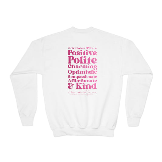 Pink Girl 4 Life Sweatshirt - Cute Youth White Graphic Sweatshirt, Positive Affirmation Sweatshirt, Inspirational Gift