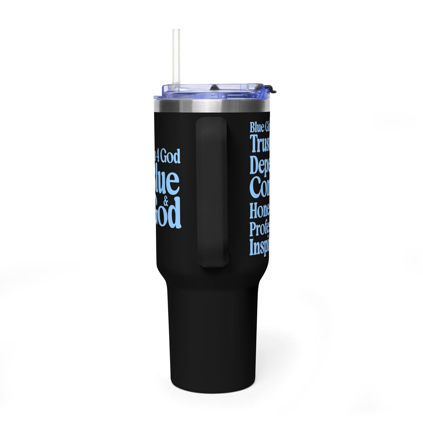 Blue Girls 4 God Black Contrast Tumbler - Faith Filled Women Who Love God
