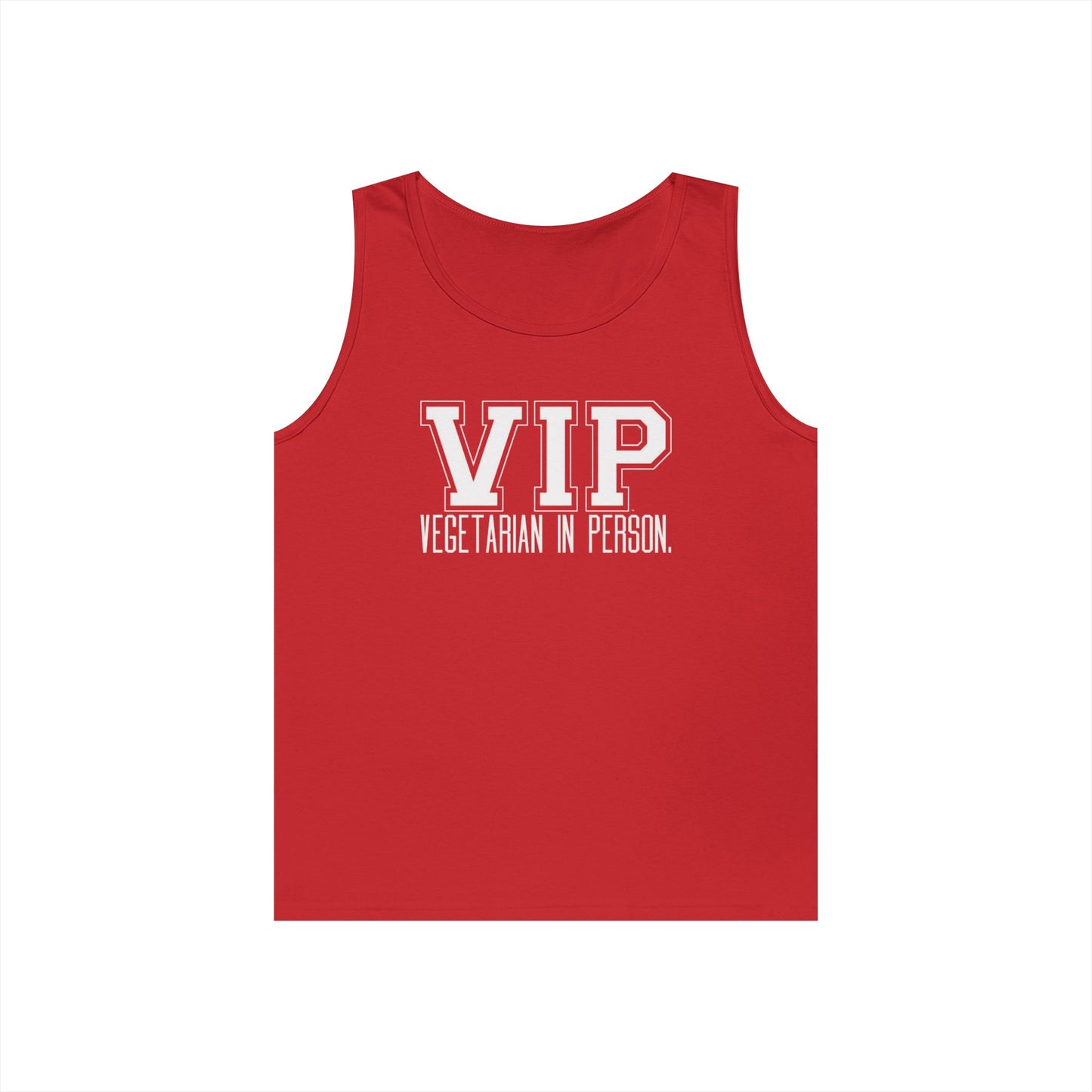 VIP Vegetarian Unisex Tank Top – Vegetarian In Person Healthy Lifestyle Statement Tank | Vegetarian Gift | Summer Tank