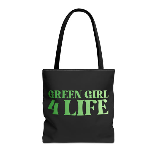Green Girl 4 Life Tote Bag - Cute Black Bag for Women and Girls, Double Sided Inspirational Tote