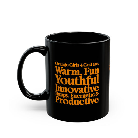 Orange Girls 4 God Mug - Black Contrast Collection