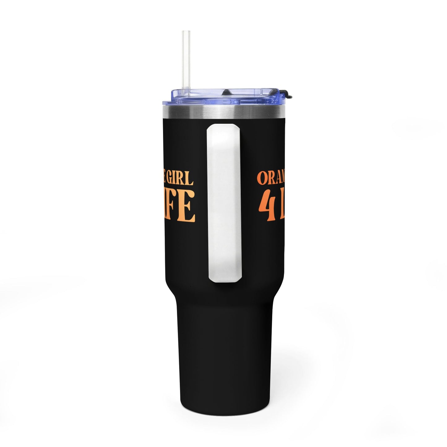 Orange Girl 4 Life 40 oz Black Tumbler - Cute, Orange, Positive, Affirmation, Inspirational, Double Sided, Insulated Tumbler