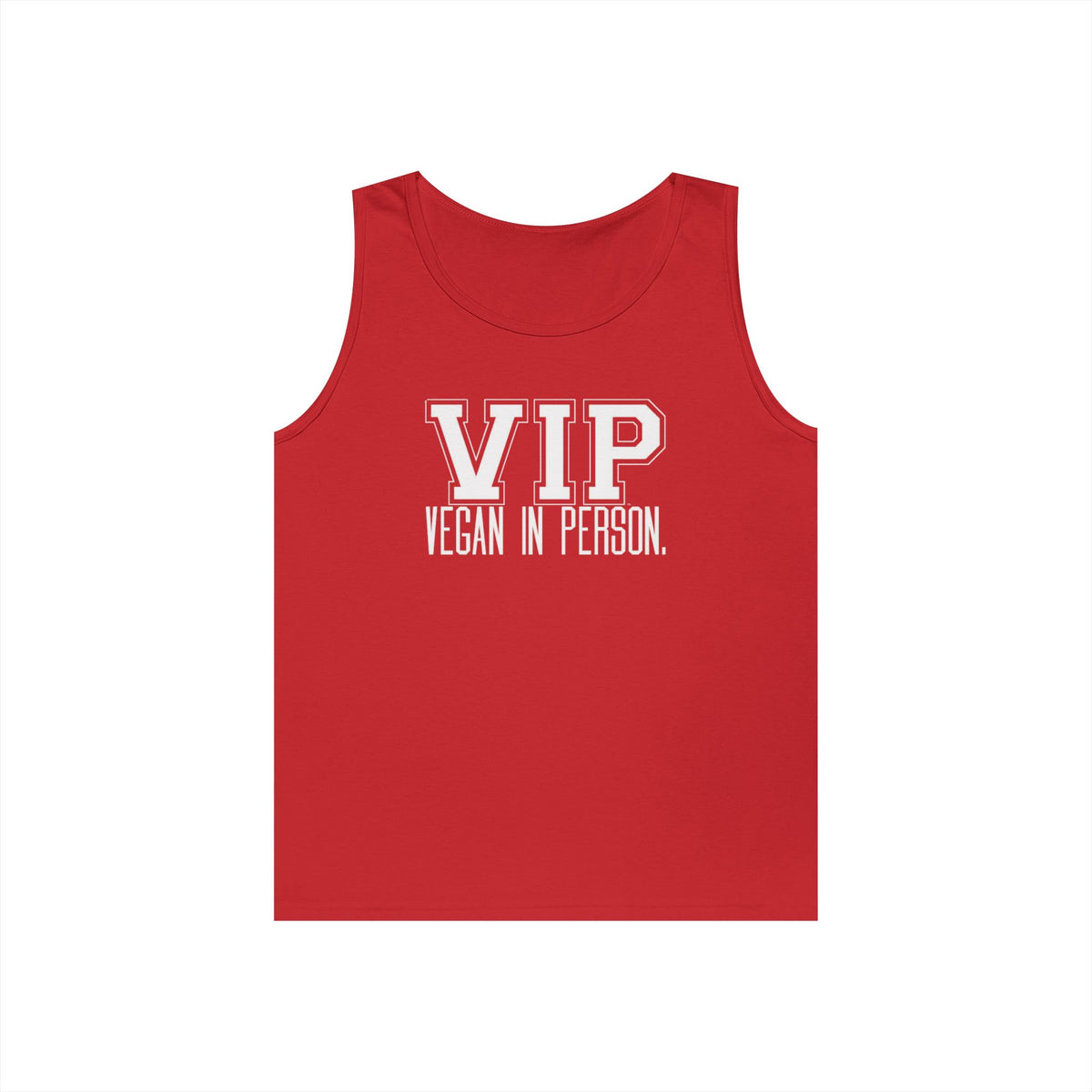 VIP Vegan Unisex Tank Top – Vegan In Person Plant-Based Statement Tank | Healthy Lifestyle | Vegan Gift | Eco-Friendly Summer Tank