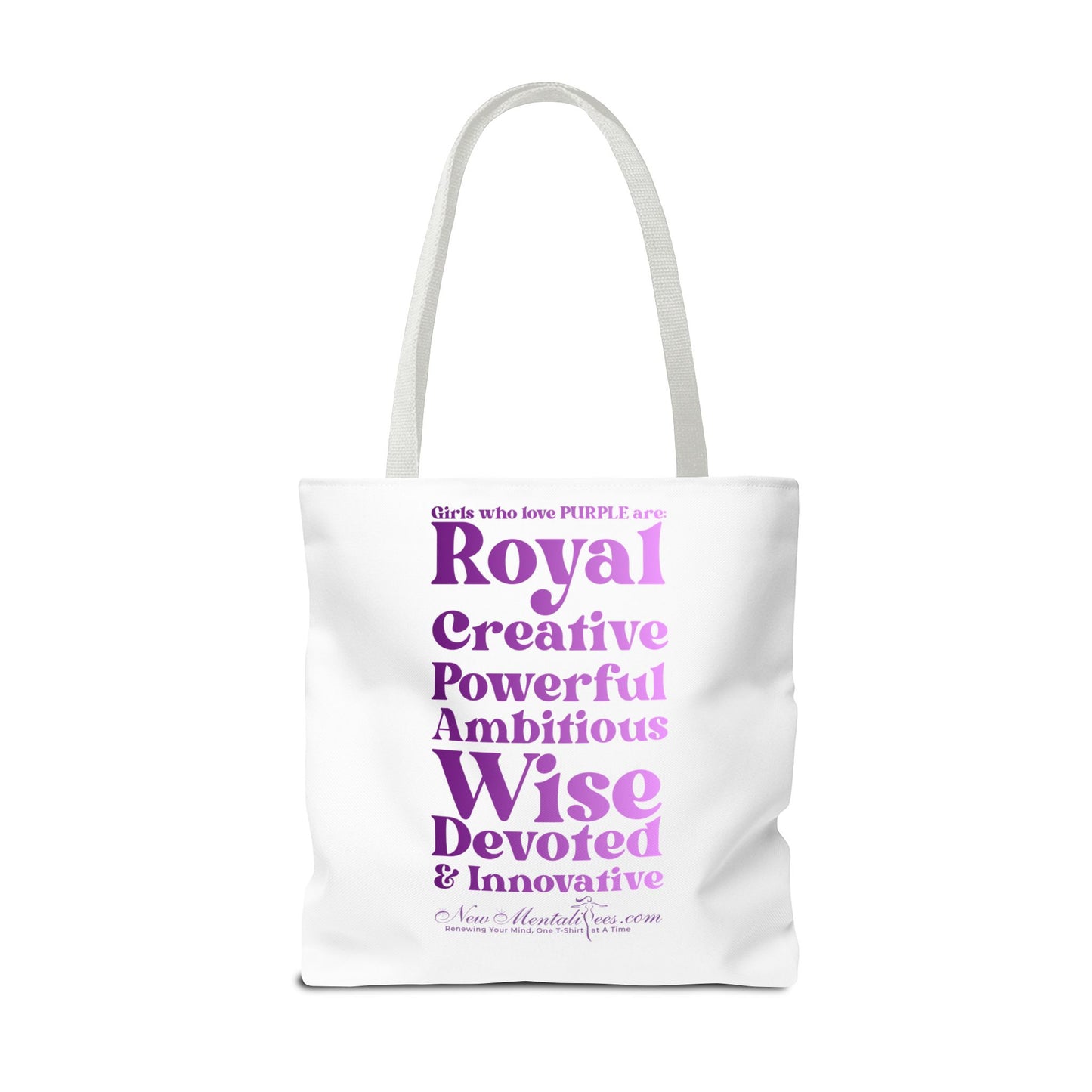 Purple Girl 4 Life Tote Bag - Cute White Bag for Women and Girls, Double Sided Inspirational Tote