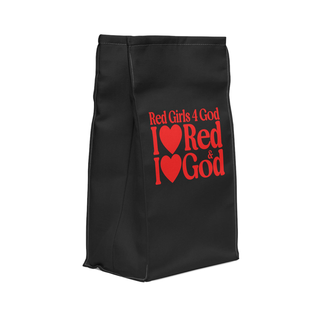 ❤️ Red Girls 4 God Black Contrast Lunch Tote – Double-Sided Inspirational Red Girls Faith Lunch Bag | Insulated Lunch Bag