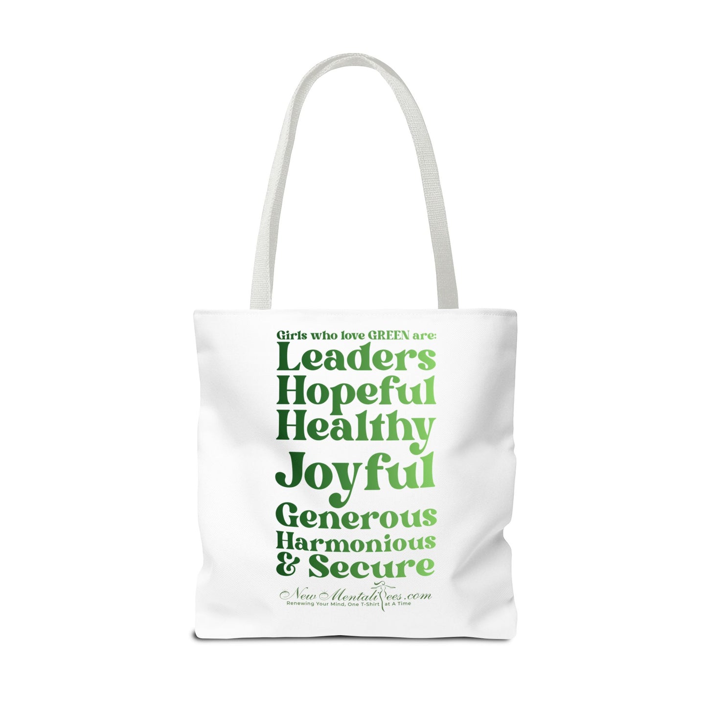 Green Girl 4 Life Tote Bag - Cute White Bag for Women and Girls, Double Sided Inspirational Tote