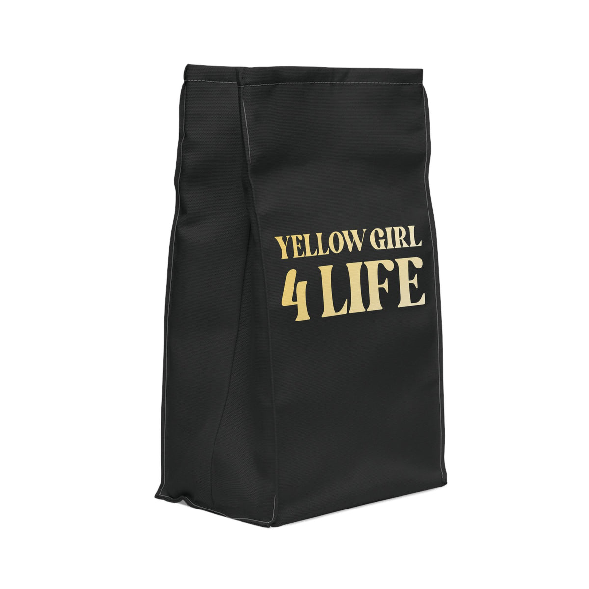 Yellow Girl 4 Life Black Contrast Lunch Bag – Double-Sided Inspirational Yellow Girl Lunch Tote | Insulated Lunch Bag | Girl Power Lunch Box