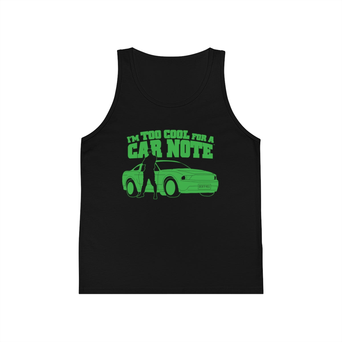 I'm Too Cool for a Car Note Youth Boys Tank Top – Funny Financial Freedom Tank for Boys | Motivational Kids Sleeveless Shirt | Positive Mindset Summer Tank