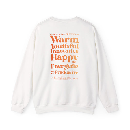 Orange Girl 4 Life Sweatshirt - Cute Ladies White Graphic Sweatshirt, Positive Affirmation Sweatshirt, Inspirational Unisex Sweatshirt, Orange Fashion