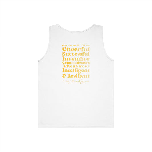 💛 Yellow Girl 4 Life Ladies White Tank Top | Double-Sided Graphic Tank | Inspirational Sleeveless Tank for Women (Unisex)