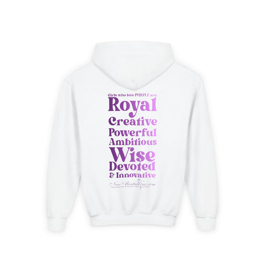 Purple Girl 4 Life Hoodie - Cute Youth White Graphic Hoodie, Inspirational Hoodie, Positive Affirmation Hoodie, Purple Fashion