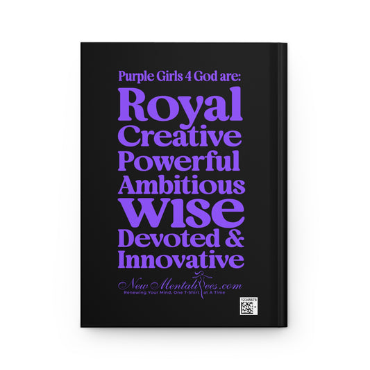 Purple Girls for God Black Hardcover Journal – Double-Sided Inspirational Notebook | Matte Hardcover | 150 Lined Pages | Gift for Women & Girls
