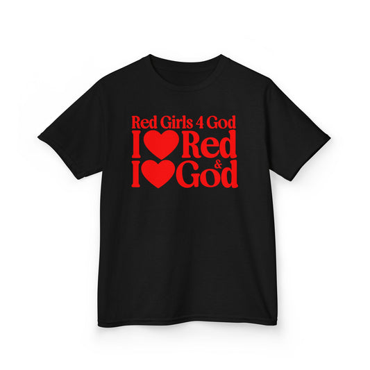 Red Girls 4 God Youth T-shirt | Black Contrast