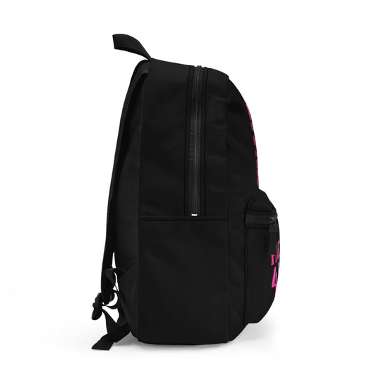 Pink Girl 4 Life Black Contrast Backpack – Inspirational Girls School Backpack | Girl Power Bookbag | Lightweight Travel & School Bag