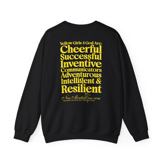 Yellow Girls 4 God Adult Sweatshirt | Black Contrast