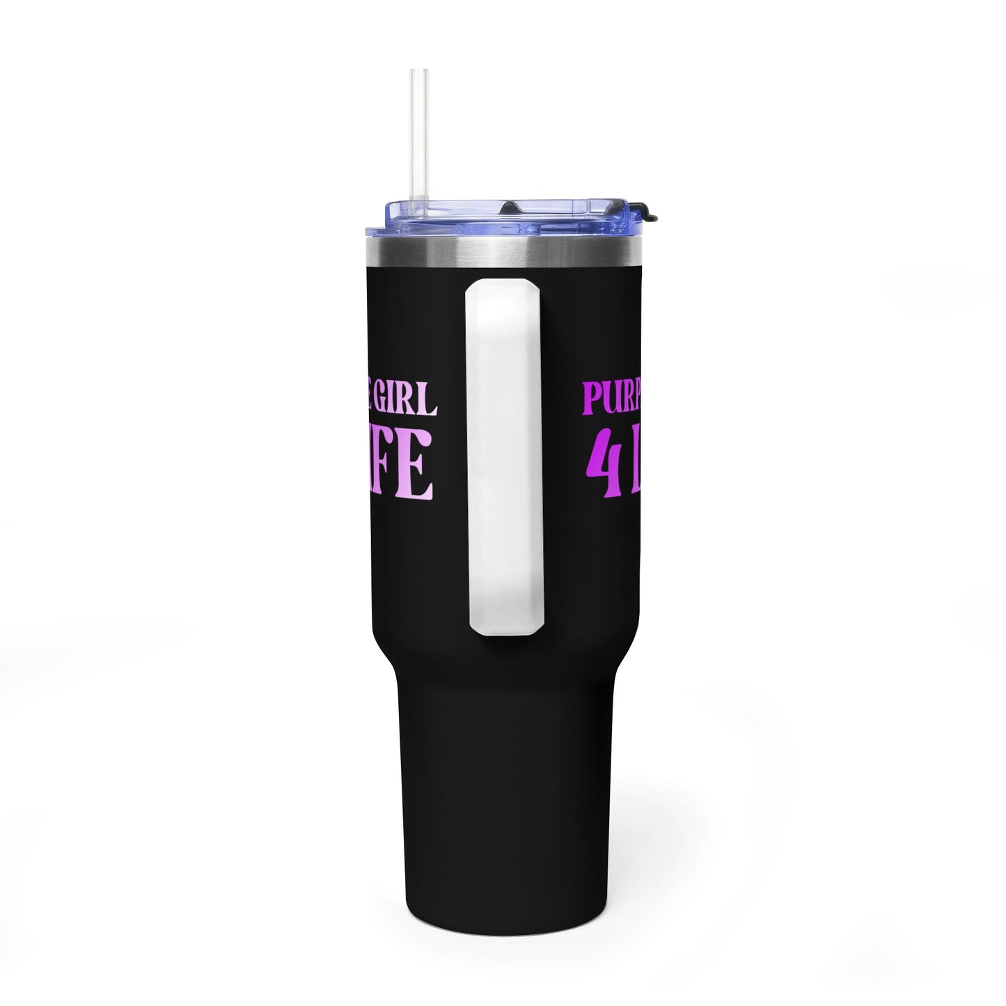 Purple Girl 4 Life 40 oz Black Tumbler - Cute, Purple, Positive, Affirmation, Inspirational, Insulated Tumbler