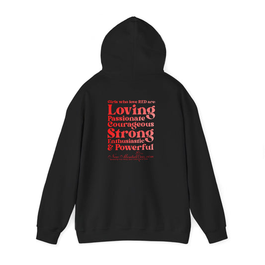 Red Girl 4 Life Hoodie - Cute Ladies Black Graphic Hoodie, Positive Affirmation Hoodie, Inspirational Unisex Hoodie, Red Fashion Hoodie