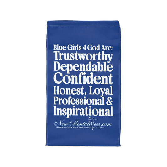 Blue Girls 4 God Lunch Tote – Double-Sided Inspirational Faith Lunch Bag | Insulated Lunch Bag | Gift for Girls & Women