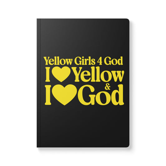 Yellow Girls 4 God Black Contrast Softcover Journal – Double-Sided Inspirational Faith Journal | 100 or 200 Pages | Notebook for Girls & Women Who Love God