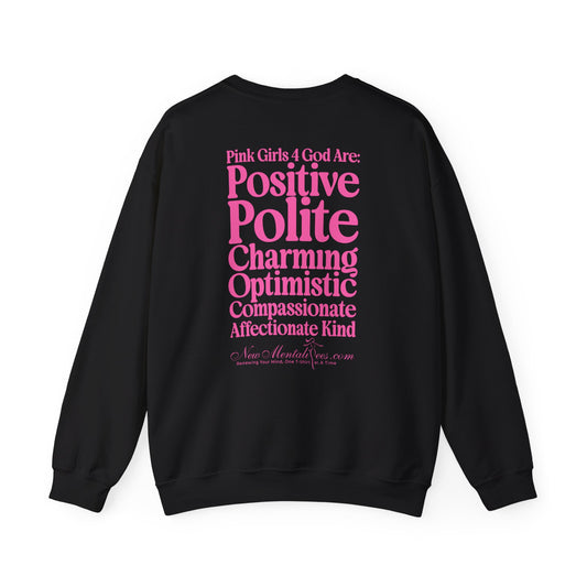 Pink Girls 4 God Adult Sweatshirt | Black Contrast