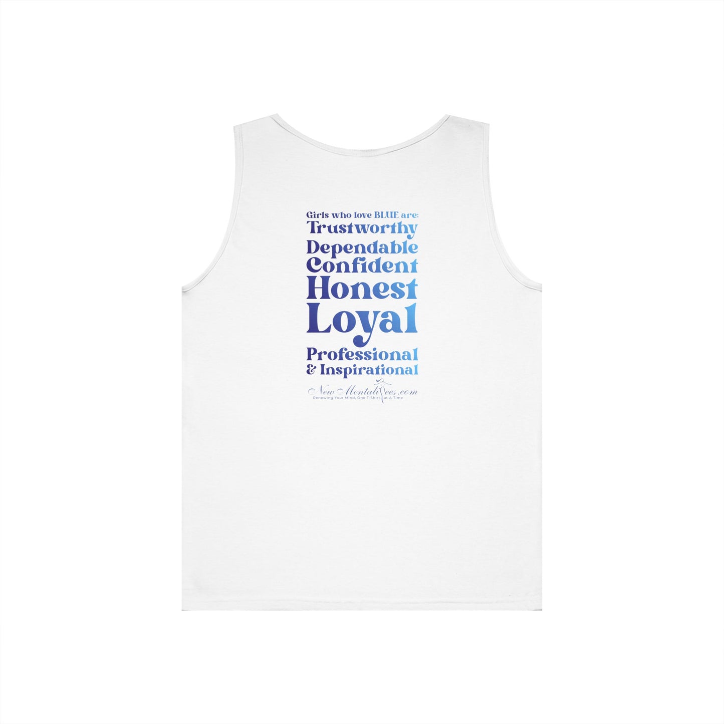 Blue Girl 4 Life Ladies Sleeveless White Tank Top | Double-Sided Graphic Tank | Inspirational Tank for Women (Unisex)