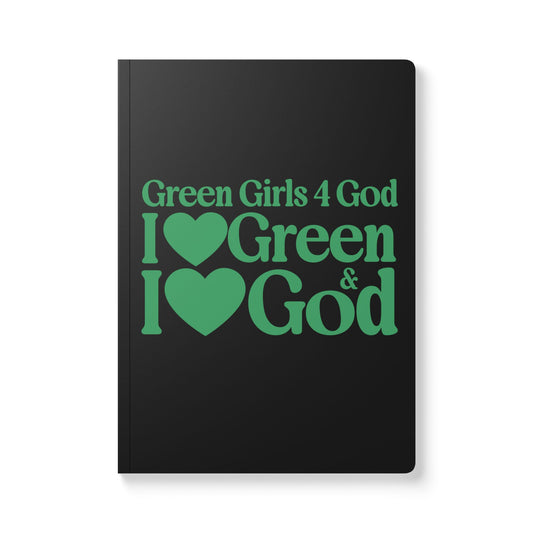Green Girls 4 God Black Contrast Softcover Journal – Double-Sided Inspirational Faith Journal | 100 or 200 Pages | Notebook for Girls & Women Who Love God
