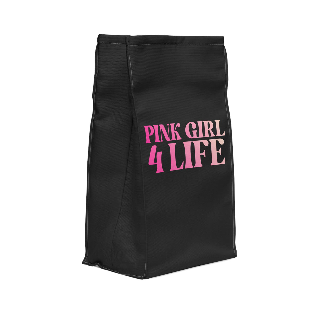 Pink Girl 4 Life Black Contrast Lunch Bag – Double-Sided Inspirational Pink Girl Lunch Tote | Insulated Lunch Bag | Girl Power Lunch Box
