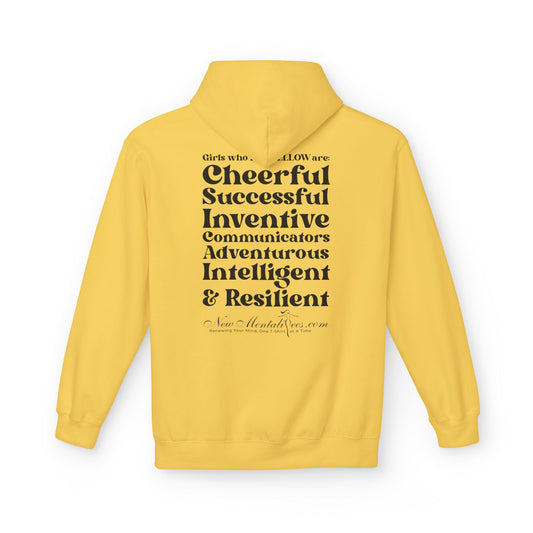 Yellow Girl 4 Life Hoodie - Cute Ladies Yellow Hoodie, Positive Affirmation Hoodie, Inspirational Unisex Hoodie, Yellow Fashion